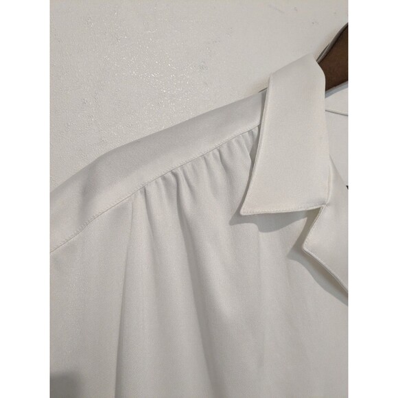 Vintage 80's White Button Down Collared Poly Blouse Top M/L Felice - Picture 2 of 4